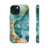Aquamarine inspired Geode in Watercolor - Impact Resistant Phone Case iPhone 13 Mini Matte